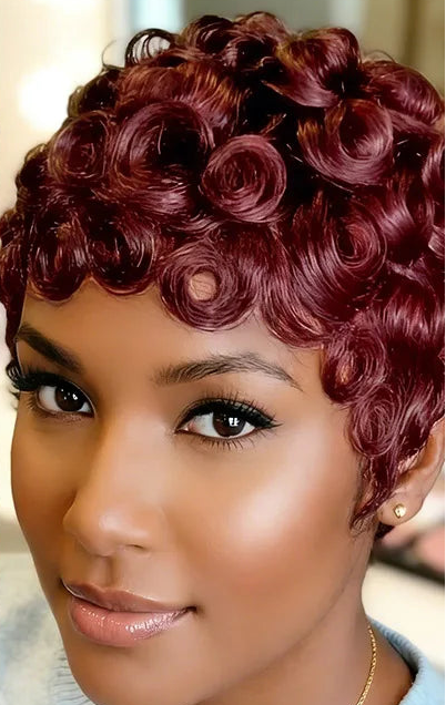Highlight Curly Pixie Human Hair Wig