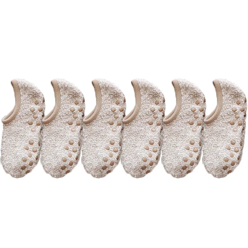 Myke korallfleece sokker kvinner vinter varme tykke plysj Sox hjem gulv sovetøfler silikon sklisikre båtsokker hipster