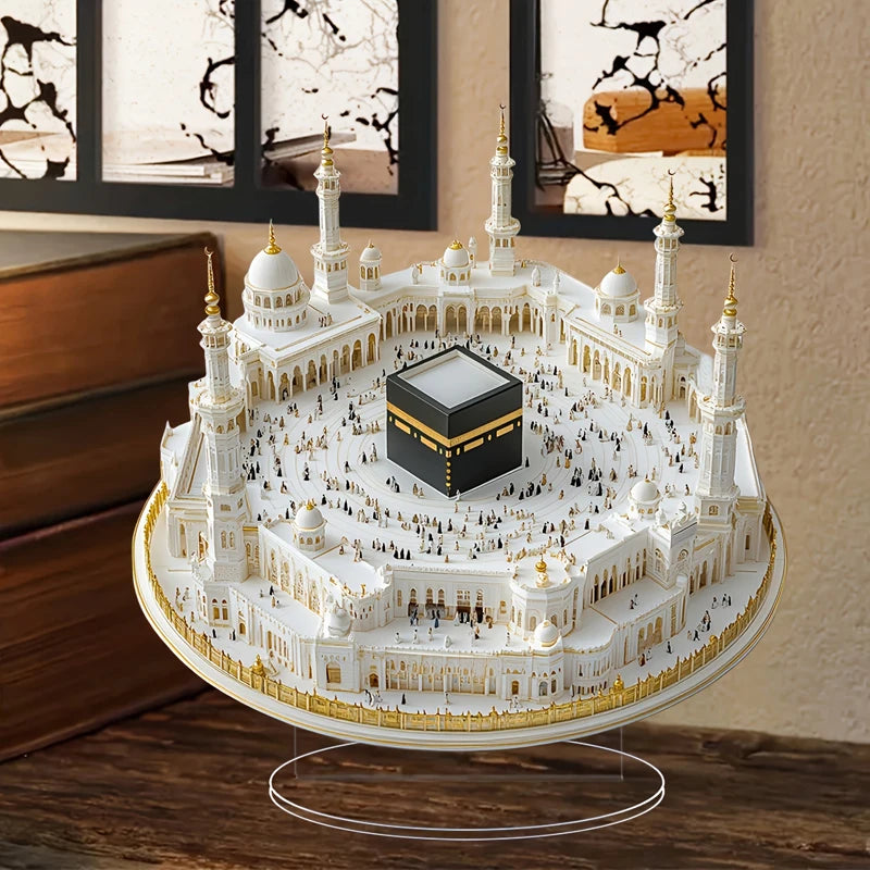 Ramadan Tabletop Decorations White Mosque Print Centerpieces Acrylic Flat Ornaments