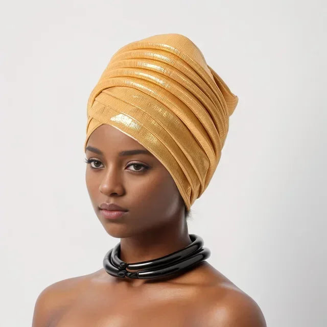 Gorro turbante africano para mujer, envolturas de cabeza nigerianas, pañuelo automático Gele ya hecho, tocado musulmán, tocado para fiesta