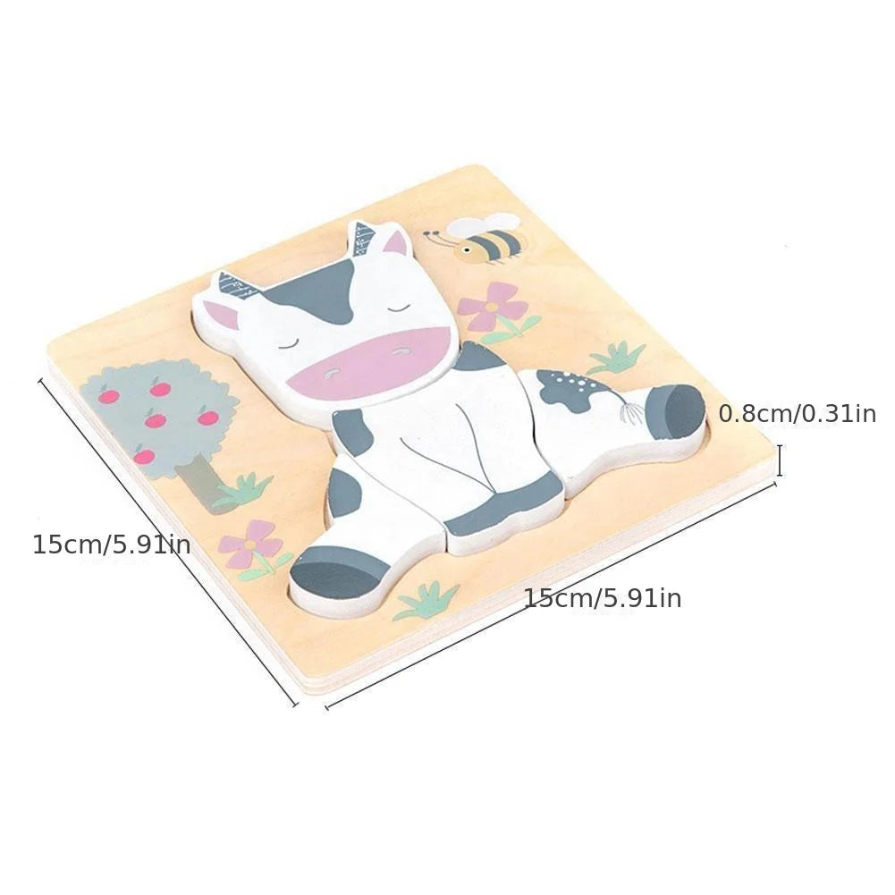 3D Wooden Cartoon Animals Cognitive Puzzles For Kids Children's Wooden Puzzles Toys Colors Shapes Baby Educational Toys Game