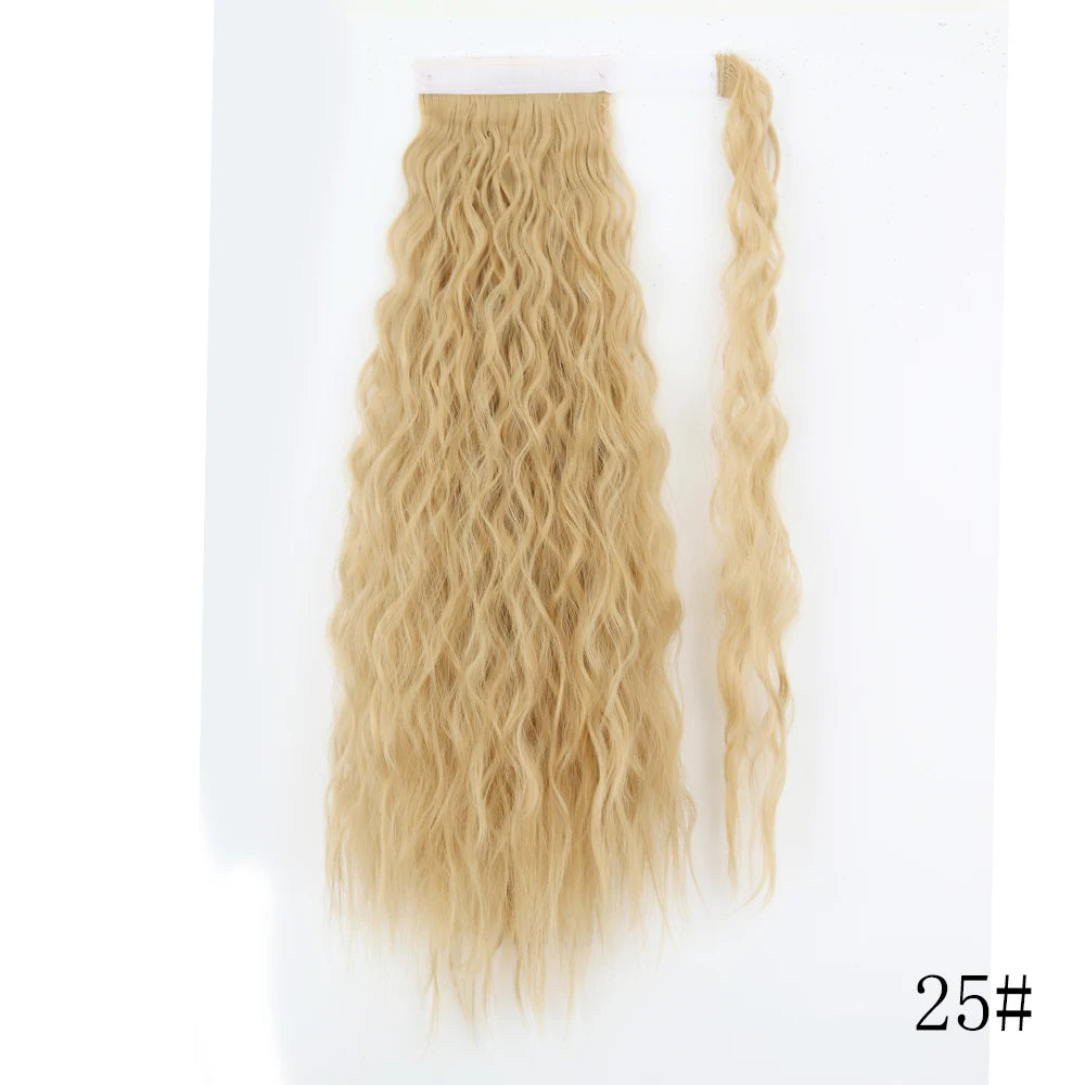 LISI GIRL Synthétique 22/34 Pouces Queue de Cheval enroulée Extensions de Cheveux Bouclés Afro Longs Postiches Queue de Cheval Faux Cheveux Résistant à la Chaleur