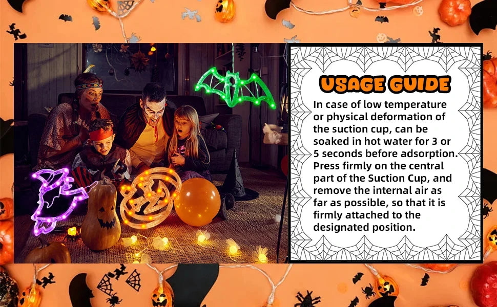 Halloween Led String Lights Ghost Pumpkin Spider Hat Modeling Lamp with Suction Cup Festival Party Halloween Decoration New