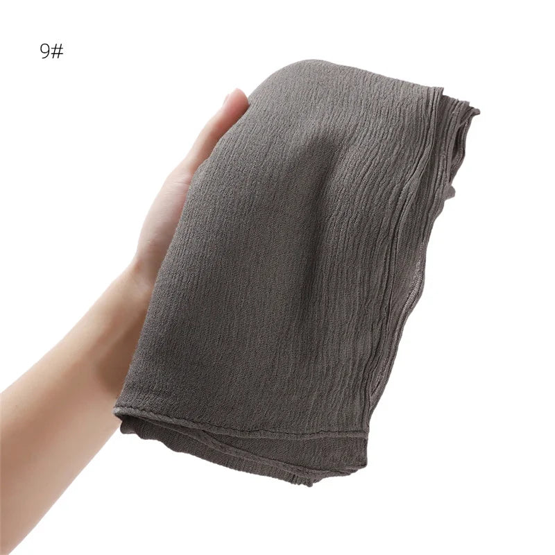 Pañuelo Hiyab de Algodón y Rayón de Color Liso para Mujer, Pañuelo Grande Musulmán, Chales, Diadema Musulmana para Mujer, Turbante Islámico, Pañuelo Bandana