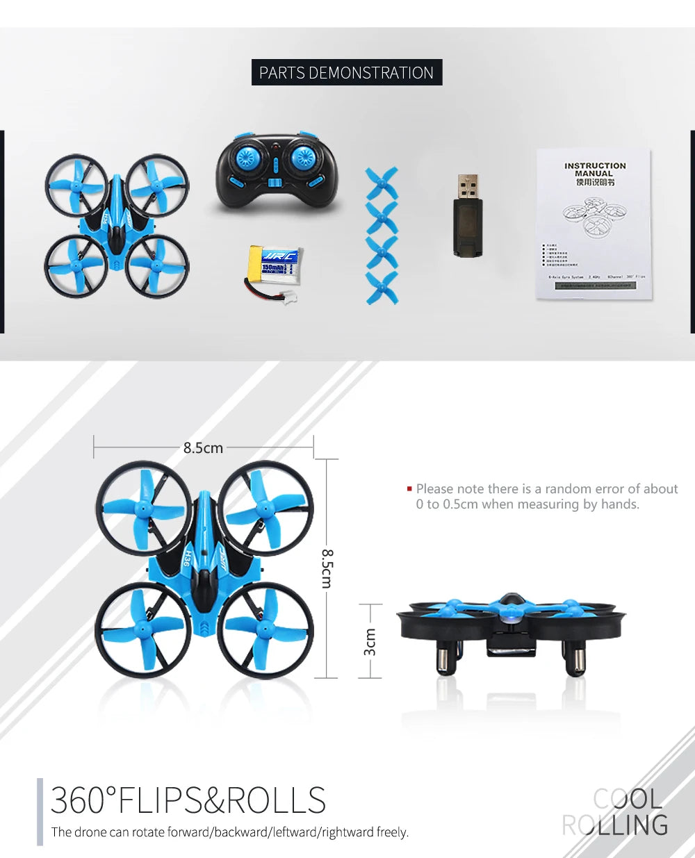 H36 Mini Dron 6 ejes sin cabeza FPV Drones Helicóptero de control remoto de bolsillo Avión RC Dron Quadcopter Juguetes Regalo de Navidad para niños