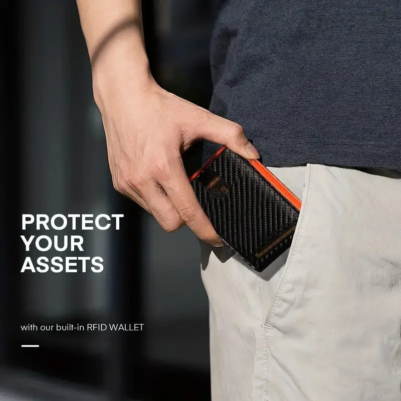 Carteras Delgadas para Hombre - Billetera de Cuero con Clip para Billetes para Hombre - Cartera Bifold RFID para Bolsillo Delantero - Tarjetero Minimalista