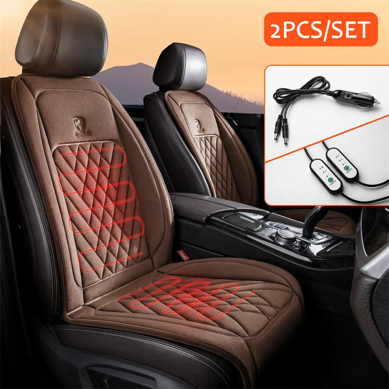 Funda de asiento de coche con calefacción de 12-24 V de calentamiento rápido en 30' universal Calentador de asiento de coche Cojín de calefacción de coche de invierno Almohadillas térmicas de respaldo cálido