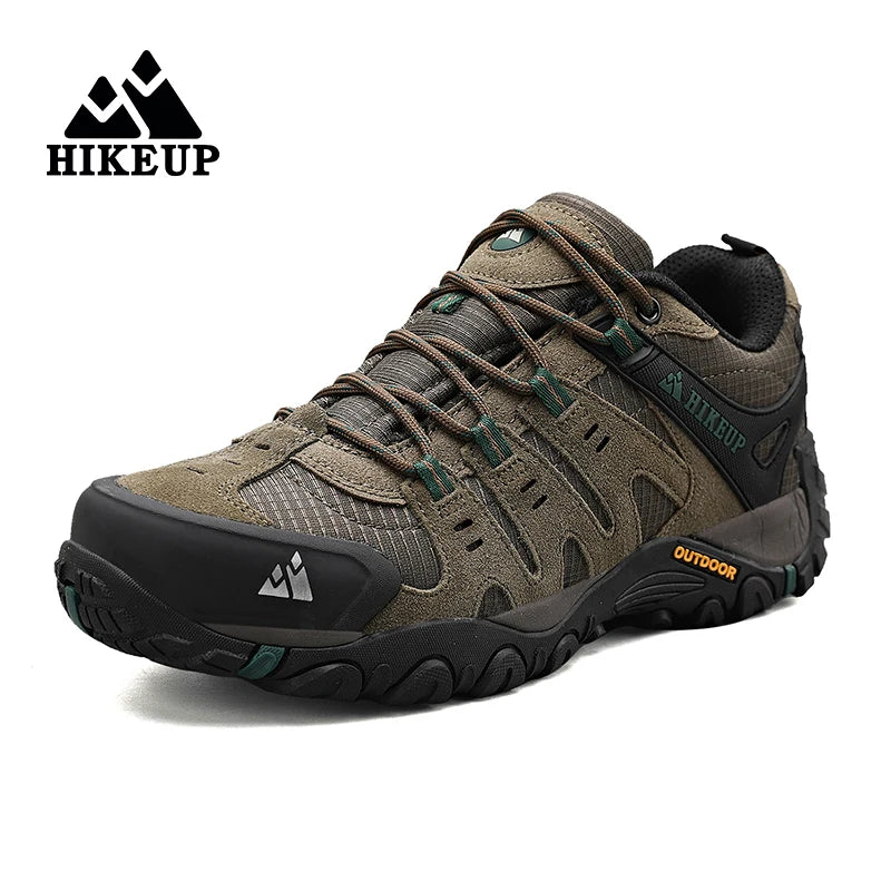 HIKEUP Zapatillas de senderismo para hombre de cuero de ante, calzado de exterior resistente al desgaste, zapatillas tácticas de trekking, senderismo y caza para hombre