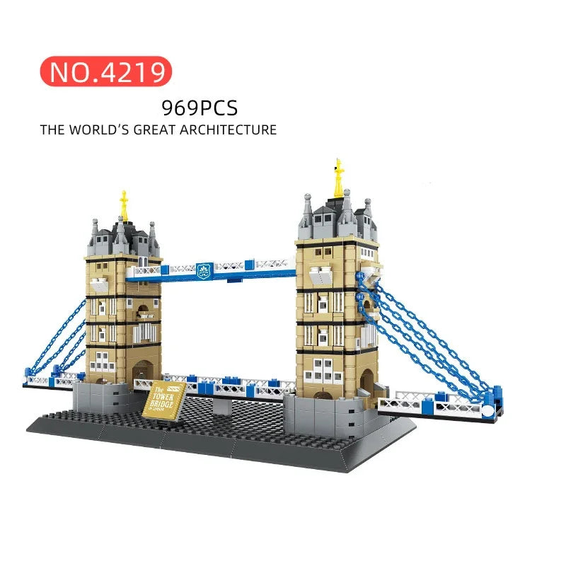 Creative Construction World Famous Modern Building Modelo de Arquitectura de Ladrillos Puente de la Torre de Londres, Inglaterra, Colección de Juguetes para Niños