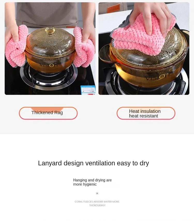 Paño de cocina Trapo de microfibra trapo de cocina paño para platos antiadherente toalla de limpieza de mesa engrosada almohadilla absorbente de limpieza para el hogar