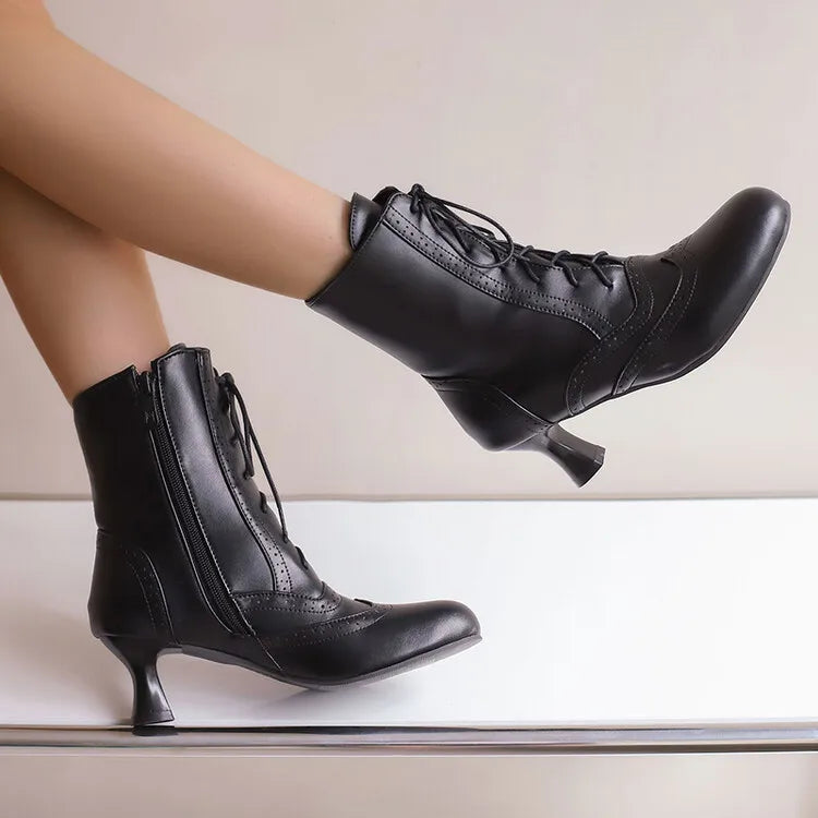 New Fashion Boots for Women High Quality Leather Women's Short Boots Daily Women High Heels Lightweight Womens Shoes Botas Mujer