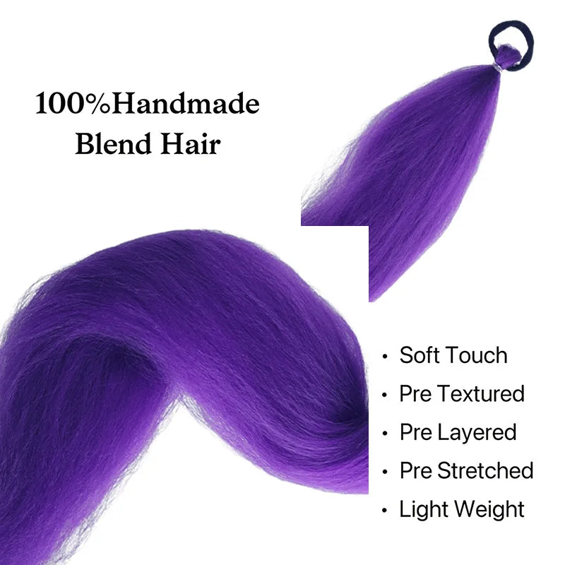 2PCS Synthetic pair of female rubber band boxing color synthetic braided ponytail wig long straight hair heat-resistant ponytail