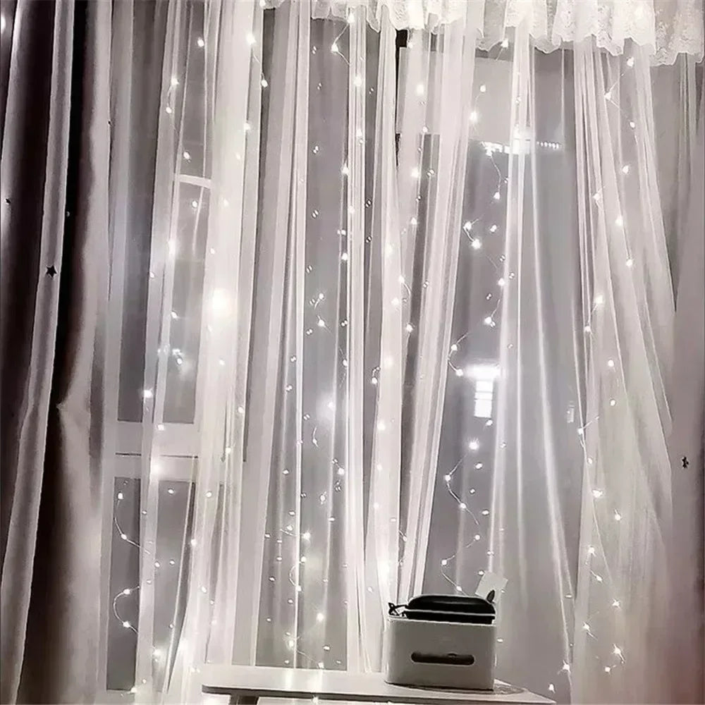Christmas Fairy Light Party Birthday Decoration 8 Mode LED Holiday Garland Wedding USB Curtain String Light Home Decor 3M 6M