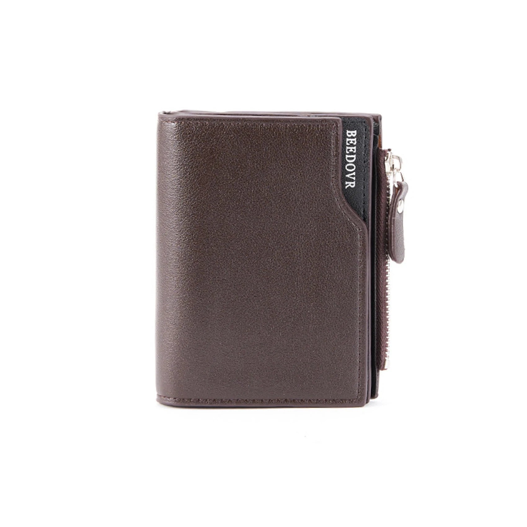 Men Wallet Short PU Male Purse Black Coffee Credit Card Holders with Zipper Men Wallet Money Bag