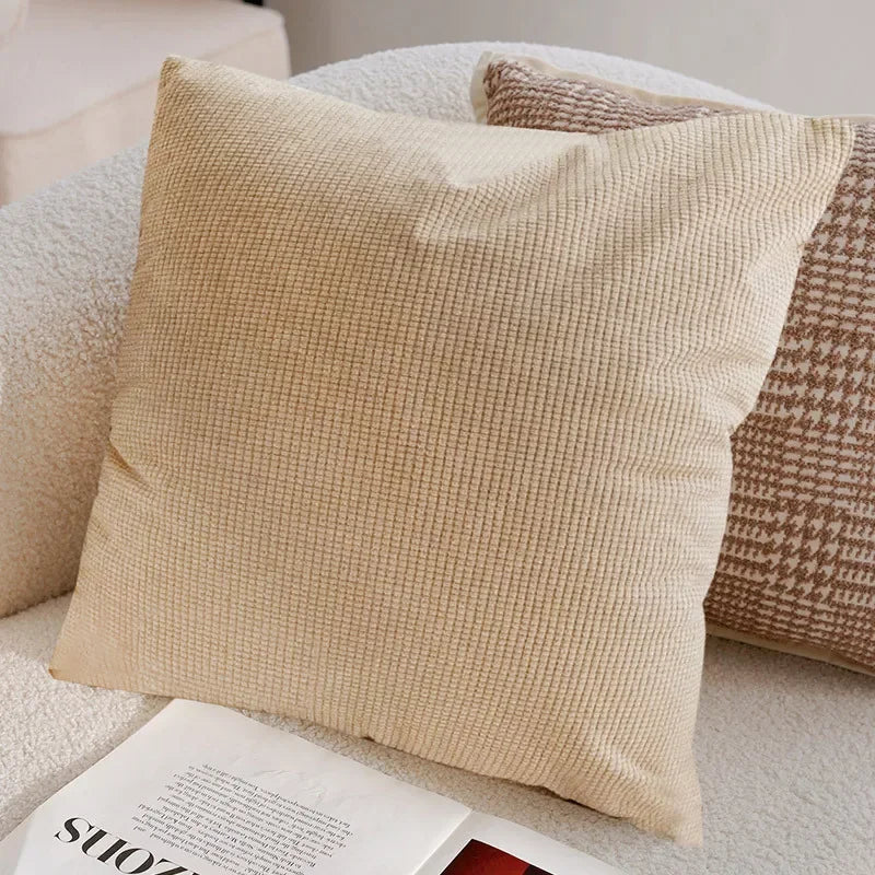 Pillow Cover in Cream Color, Retro Style, Brown French Sofa Waist Cushion Cover 45x45cm Pillowcase