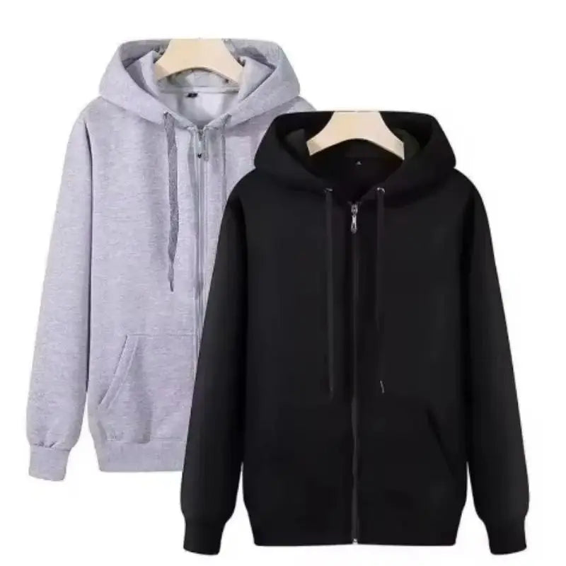 Fashion Gray Zip Up Sweatshirt Women Autumn Winter Jacket Clothes Hoodies Daily Pockets Long Sleeve Solid Versatile Lady Hoodies