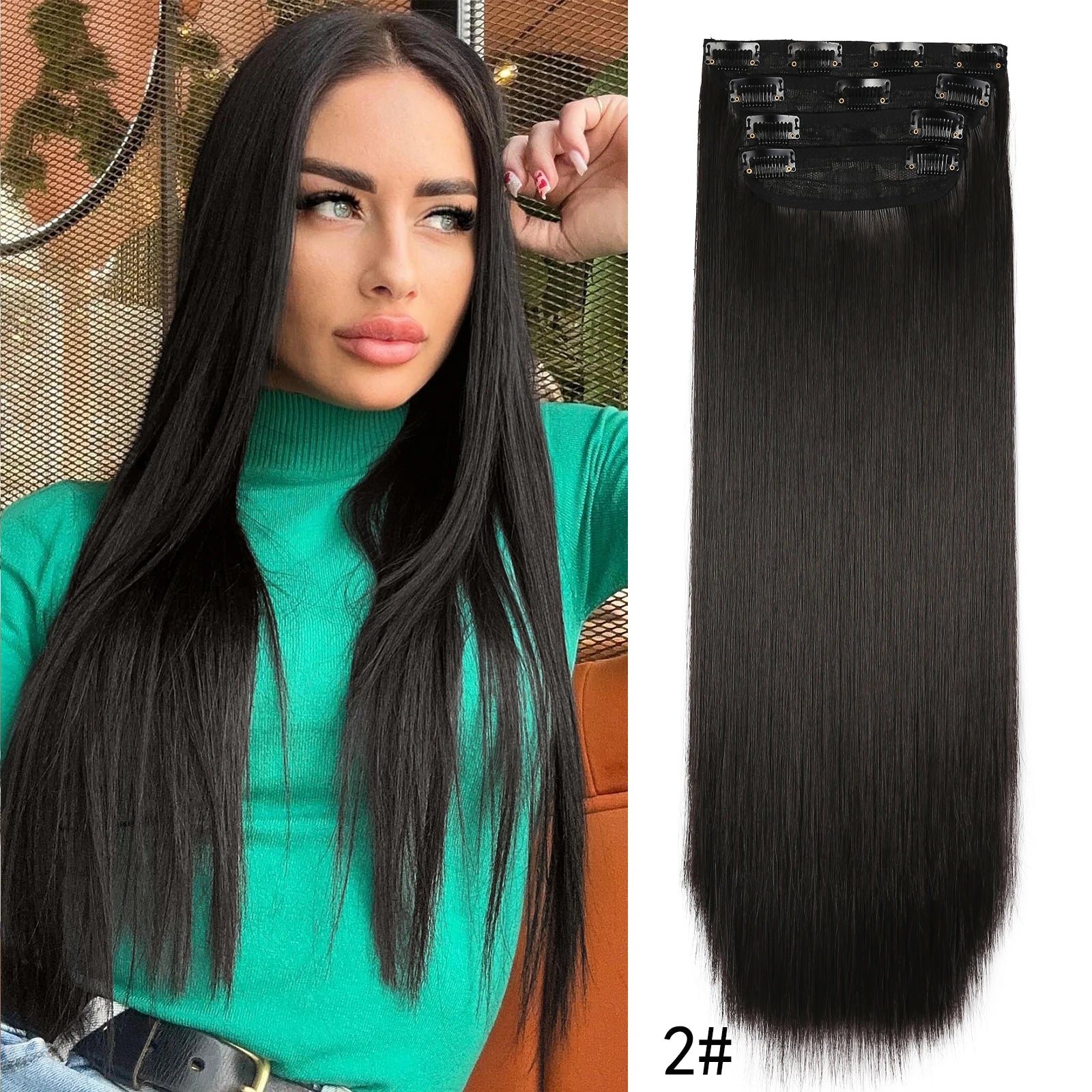 Extensiones de Cabello Ondulado Largo de Clip
