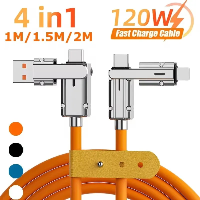 4-i-1 120W USB Type-C til Type-C-kabel for Huawei Honor 3-i-1 PD 100W hurtigladende datakabel for iPhone 15 Pro Max 1M/1.5M/2M