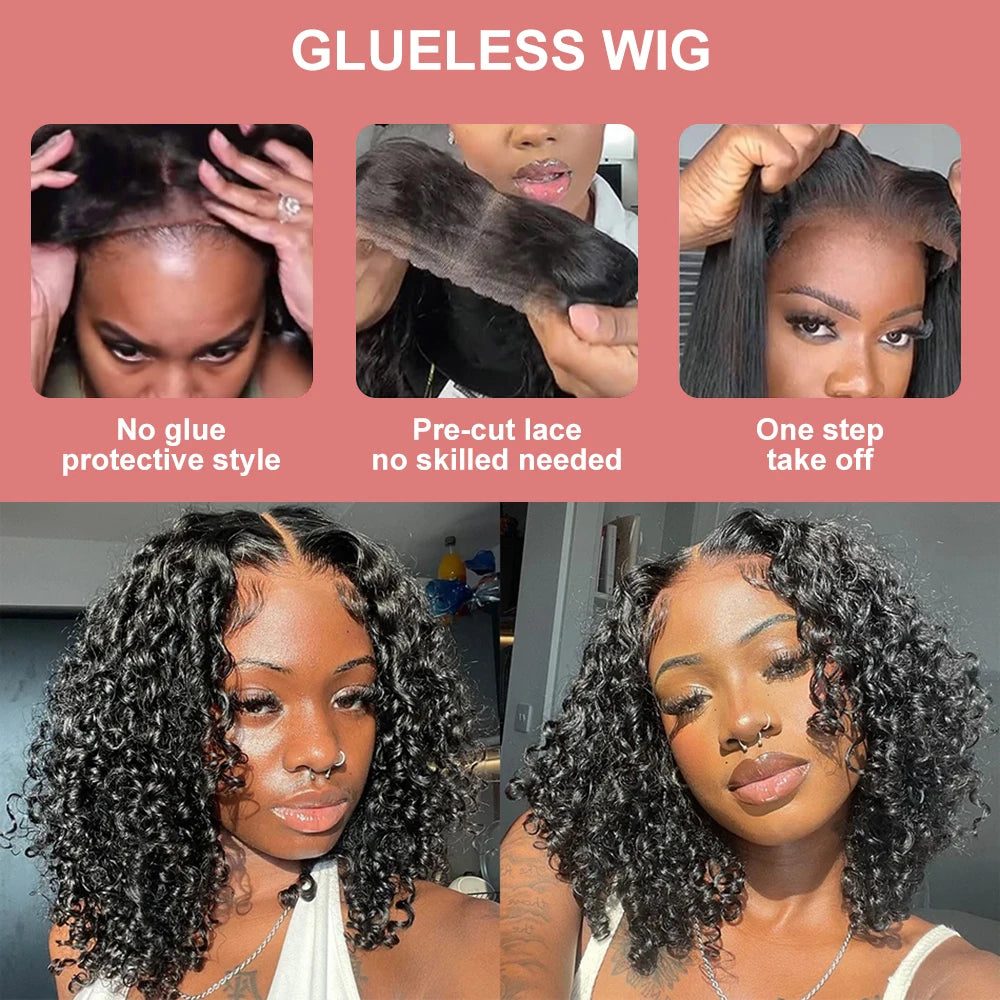 250% Density 13x6 13x4 HD Lace Frontal Wigs Deep Wave Lace Front Human Hair Wig Short Bob 7x5 Glueless Wigs Curly Human Hair Wig