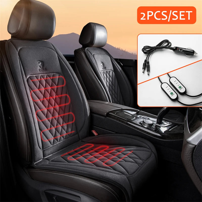 Funda de asiento de coche con calefacción de 12-24 V de calentamiento rápido en 30' universal Calentador de asiento de coche Cojín de calefacción de coche de invierno Almohadillas térmicas de respaldo cálido