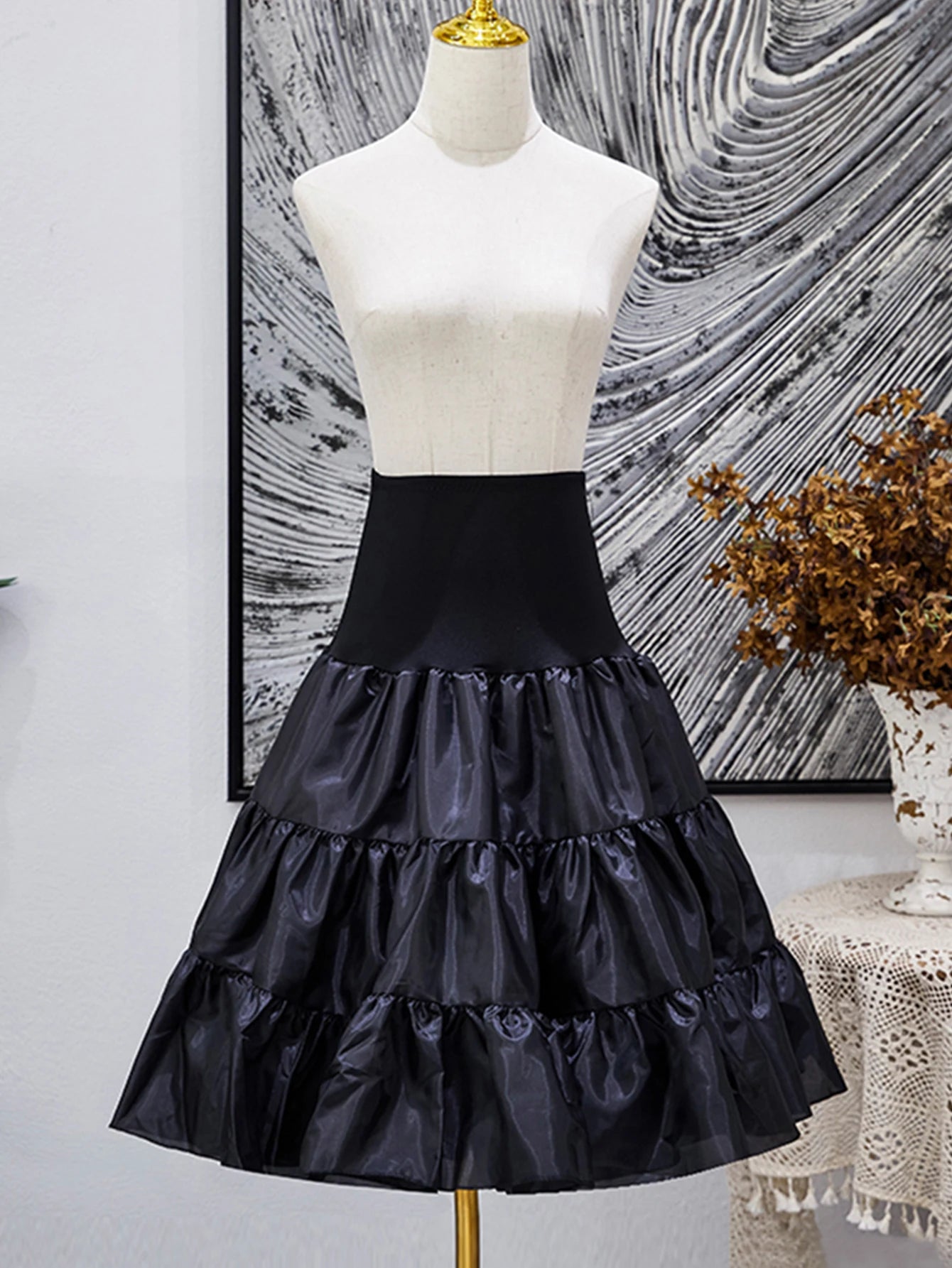 Skirts women black petticoat crinoline underskirt satin under skirt for dresses interior combination tutu skirt for girl no hoop