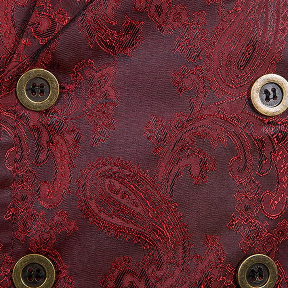 Men Vest Retro Sleeveless Slim Fit Mid Length Vest Lapel Double-breasted Split Hem Loyal Gentlemen Medieval Waistcoat