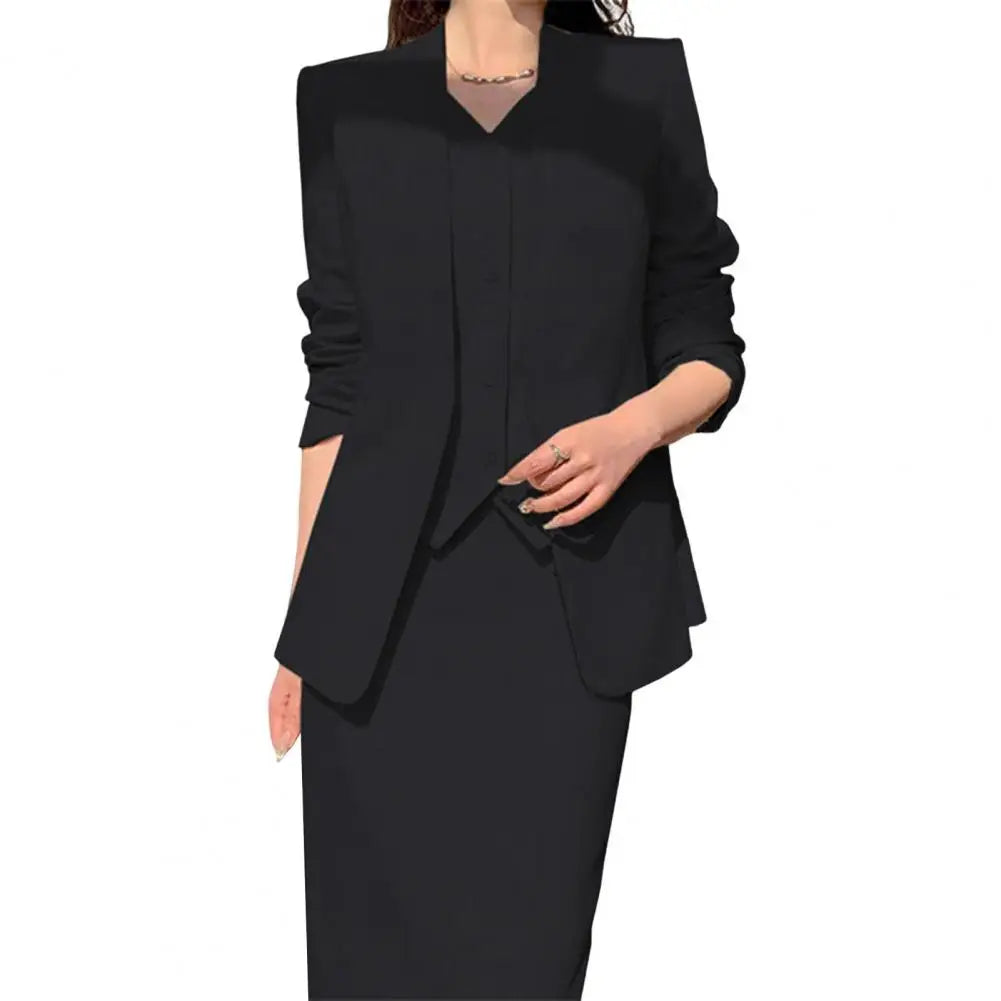 Conjunto de falda y chaqueta de traje para mujer, elegante, de oficina, de negocios, con falda midi, conjunto de falda de cintura alta para mujer que se desplaza al trabajo