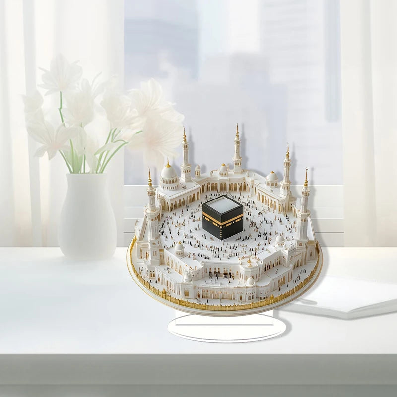 Ramadan Tabletop Decorations White Mosque Print Centerpieces Acrylic Flat Ornaments