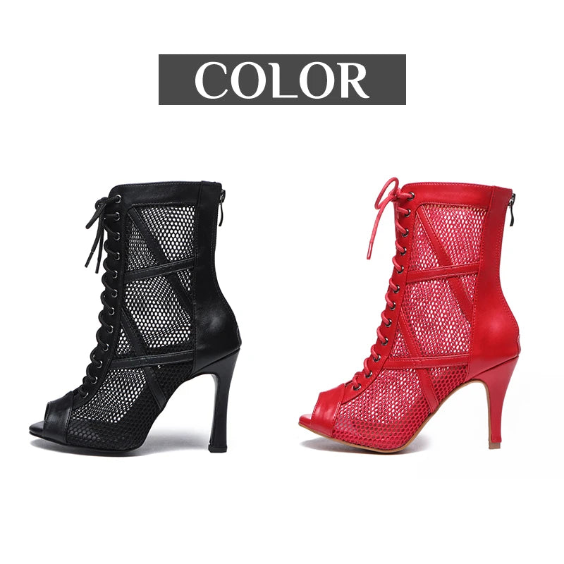 DKZSYIM Latin Dance Shoes Women Red Black Ballroom High Top Jazz Shoes Ladies Men's 5-11cm Heels Salsa Tango Dancing Shoes