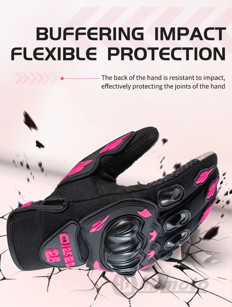 AXIO New Lady Pink Motorcycle Cycling Gloves Touchscreen Motocross Glove Wear-resistant Non-slip Motorbike Glove Mesh Breathable