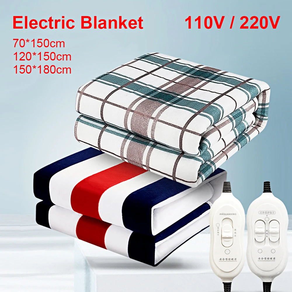 Couverture chauffante électrique 110V/220V, chauffage plus épais, drap-housse thermique, matelas chauffant, thermostat d'hiver, coussin chauffant double pour le corps