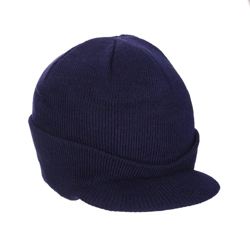 Men Women Winter Knit Baggy Beanie Oversize Fashion Hat Visor Cap Army Style Wool Cap Warm Duck AutumnSki Cap Knitted