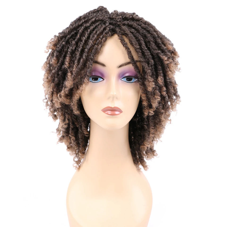 Pelucas de rastas para mujeres, niños y hombres de raza negra, peluca rubia corta rizada, pelucas afro grandes trenzadas, pelucas sintéticas trenzadas retorcidas