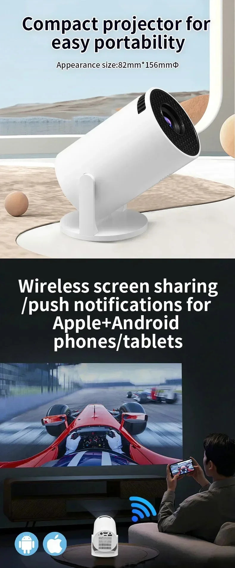 Projector  270° Adjustable LED 1080P Portable Movie Projector for Android Phone USB TV Stick Laptop