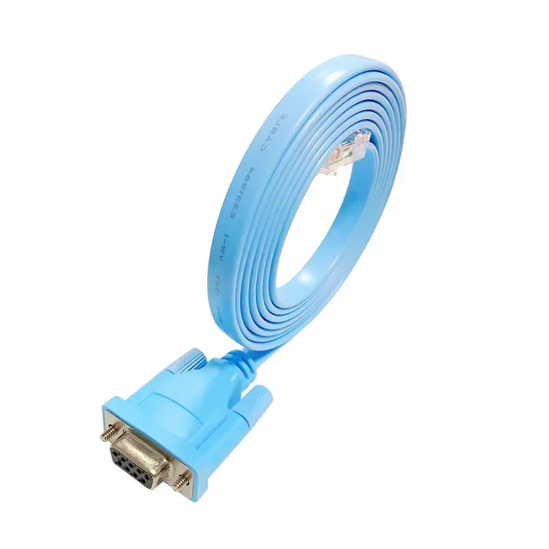 DB9P Console Cable RJ45 Connector Ethernet To RS232 DB9 Port Serial Routers Networking Cables For Cisco Switch Router Blue 1.8m