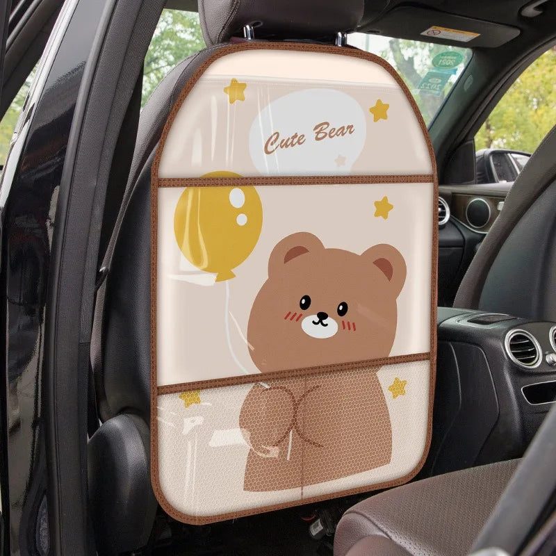 1PC Almohadilla antipedales para niños, protector de respaldo de asiento de coche, funda para niños, alfombrilla antipedales de dibujos animados para coche con bolsa, almohadilla antipedales impermeable