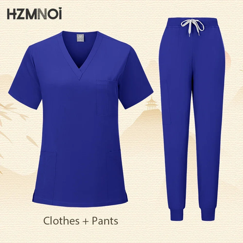 Workwear Nurse Uniform Tops+Straight Pants Medical Nursing Uniform Women Men Pet Shop Beauty Work Suit Doctor Surgery Scrubs Set