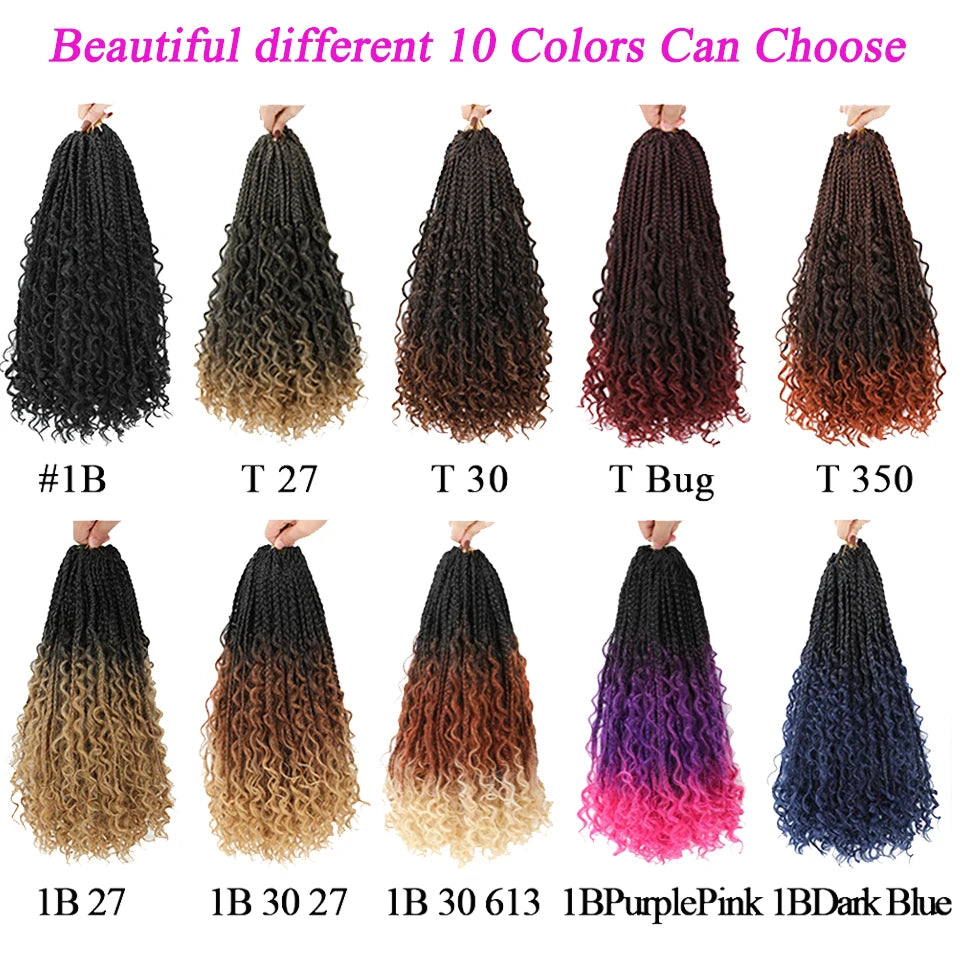 Goddess Box Braids Bob – Bohemian Style with Vibrant Ombre Colors