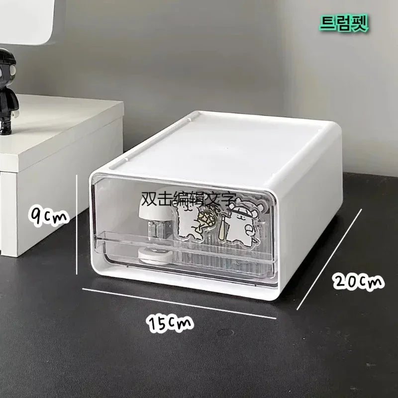 Desktop Organizer Drawer Makeup Storage Box Stationery Finishing Organizer Box Dormitory Desktop Organizer Cabinet  Dustproof