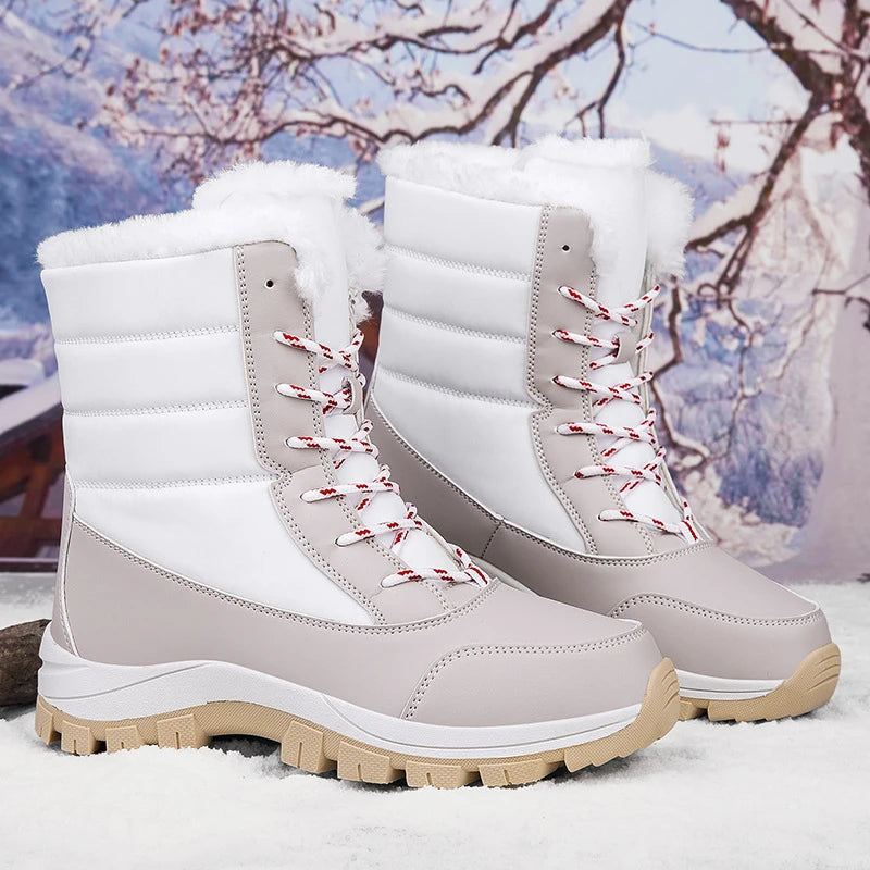 Bottes de neige imperméables pour femmes – Doublure chaude en velours, résistantes au froid