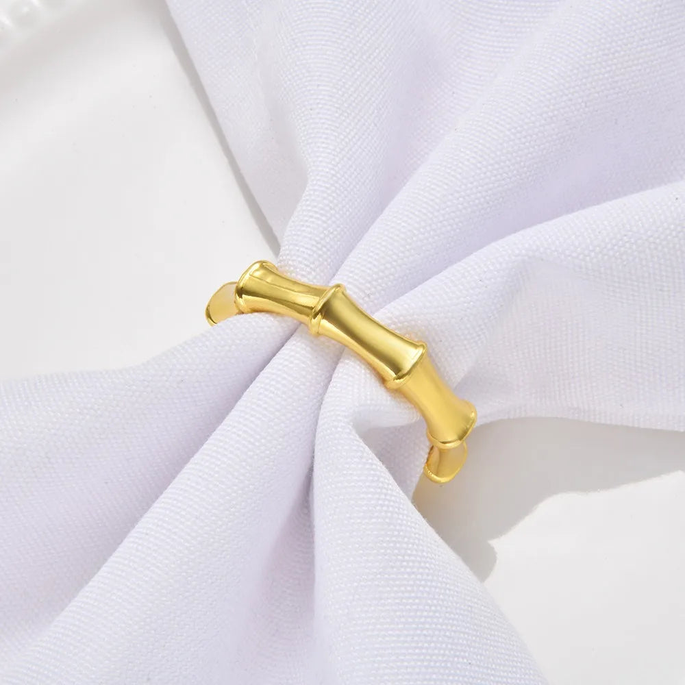 Napkin Rings Gold Metal Bamboo Napkin Rings Holidays Versatile Napkin Holder Rings for Wedding Party Dinning Table Decor