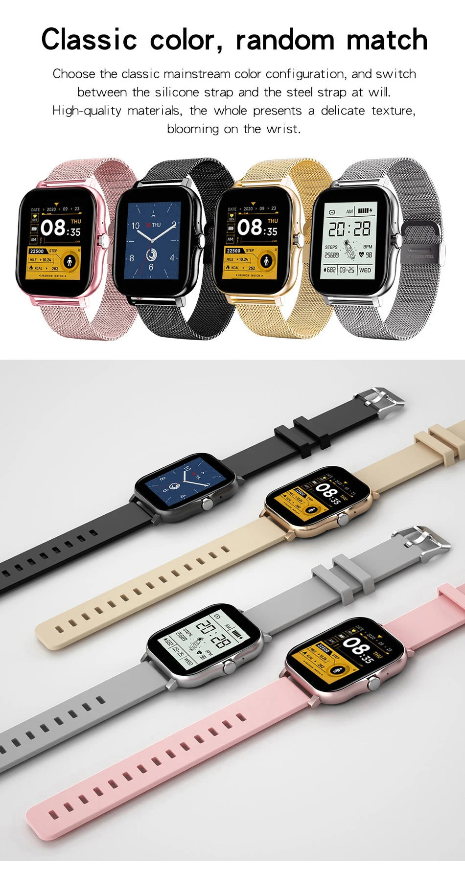 Smart Watch For Men Women Gift 1.44" Screen Full Touch Sports Fitness Watches Bluetooth Calls Digital Smartwatch Wristwatch