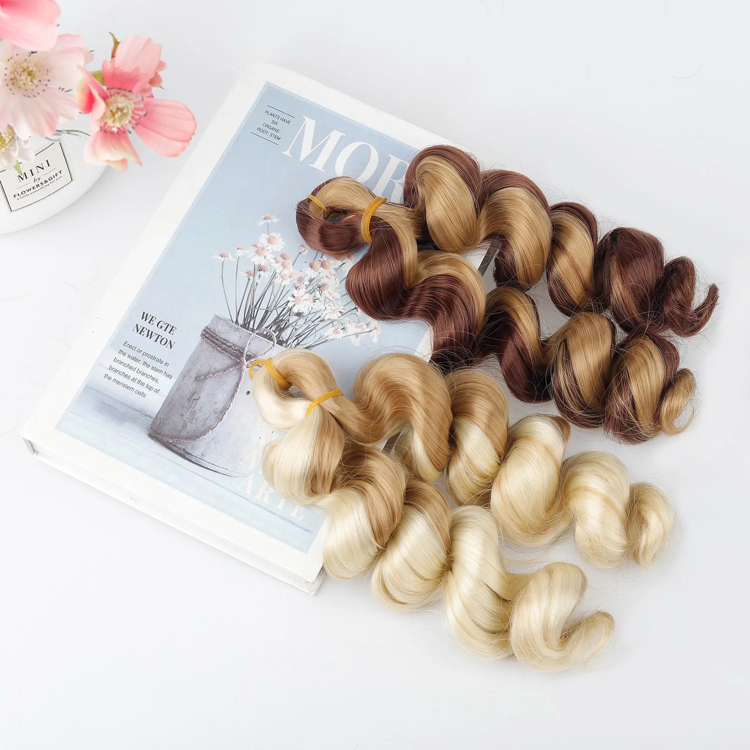 Synthetic Hair Extensions for Boho Braids & Twists French Curl Crochet Braiding wig Ginger Brown Loose Wave Spiral Curl Braiding