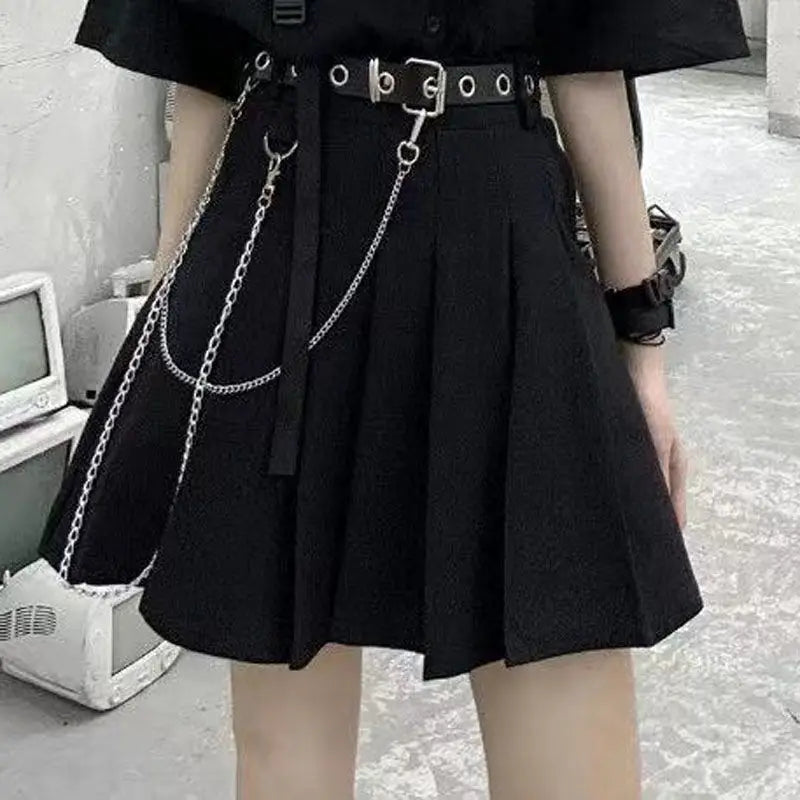 Gothic Skirt Set Long Sleeve Shirt Pleated Skirt 2 Piece Sets Women's Dark Clothes Korean Retro Casual Outfit Fashion Y2k Suit