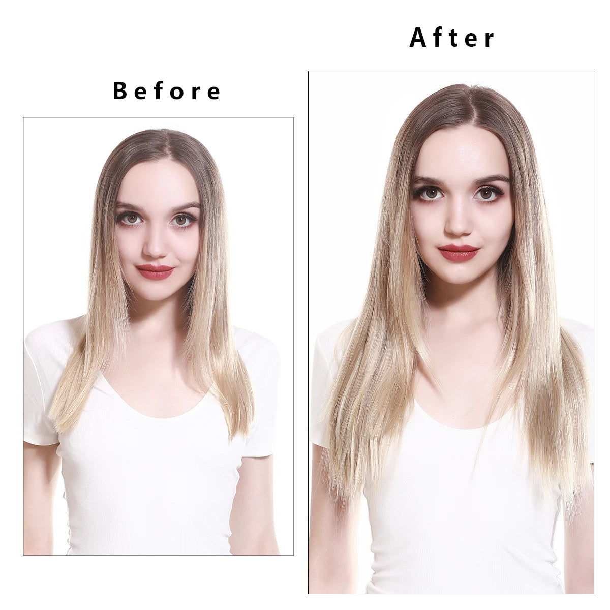 Extensiones de pelo liso con hilo invisible