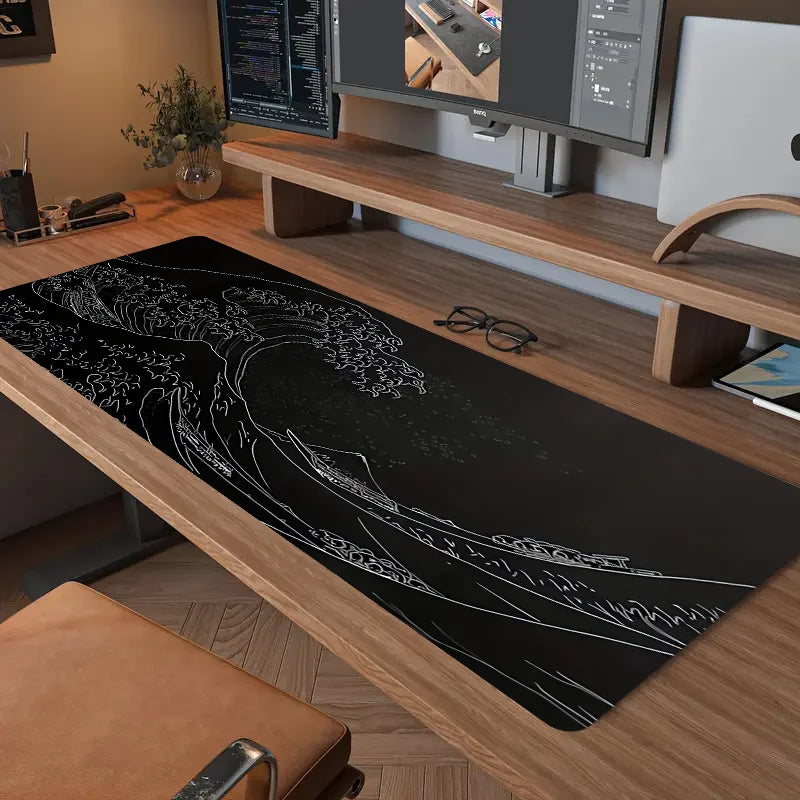 Alfombrilla de ratón Black Sea Gaming, base de goma antideslizante de 2 mm, 31,49 x 11,81 pulgadas, alfombrilla de ratón extendida, diseñada para la oficina de gamers
