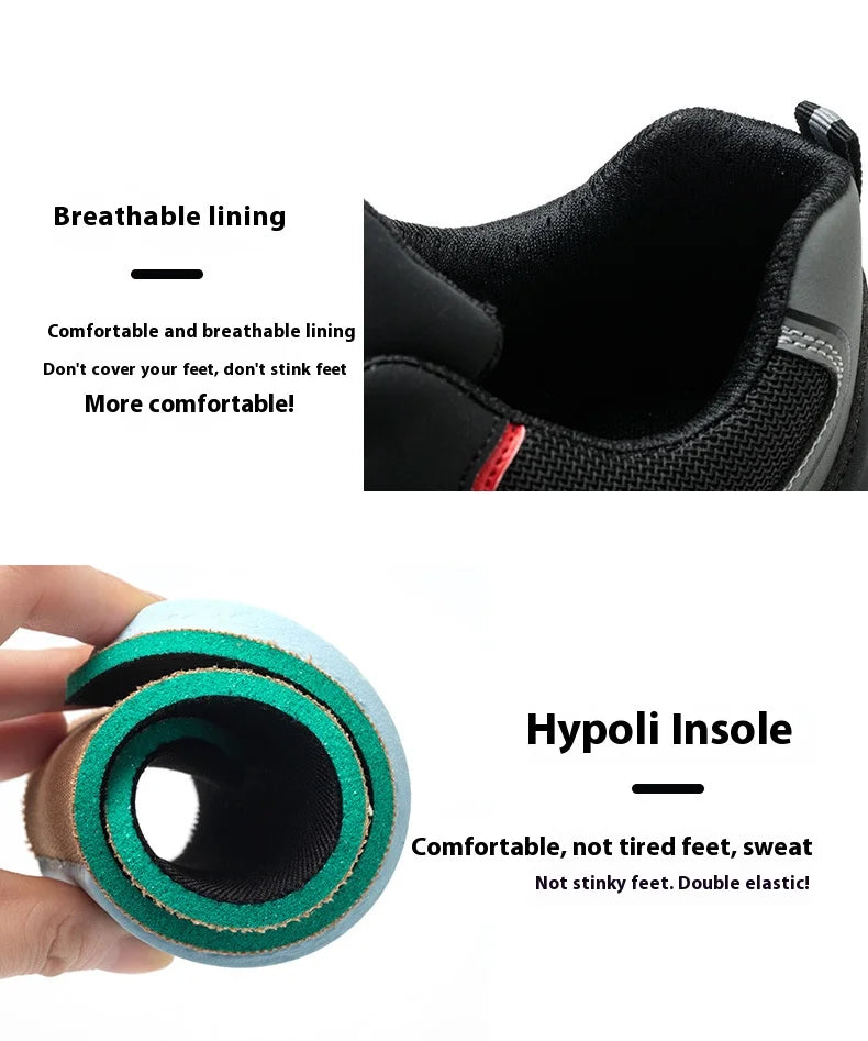 Warehouse Work Shoes for Men Shock Absorbing Anti-Smash Design,Light Sneaker Safety Shoes With Steel Toe Cap Anti-Piercing,