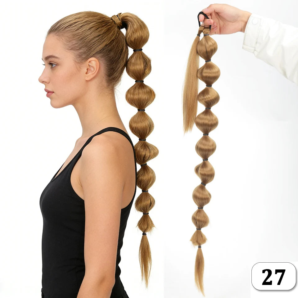 Extensions de cheveux synthétiques queue de cheval africaine moelleuse - Longue tresse étendue avec queue de cheval bulle pour un look volumineux Accessoires capillaires