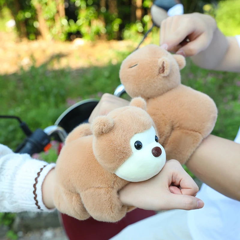 Creative Stuffed Animals Raccoon Fox Husky Cat Monkey Papa Circle Toy Wrapped Around Arm Doll Toys For Kids Birthday Gift