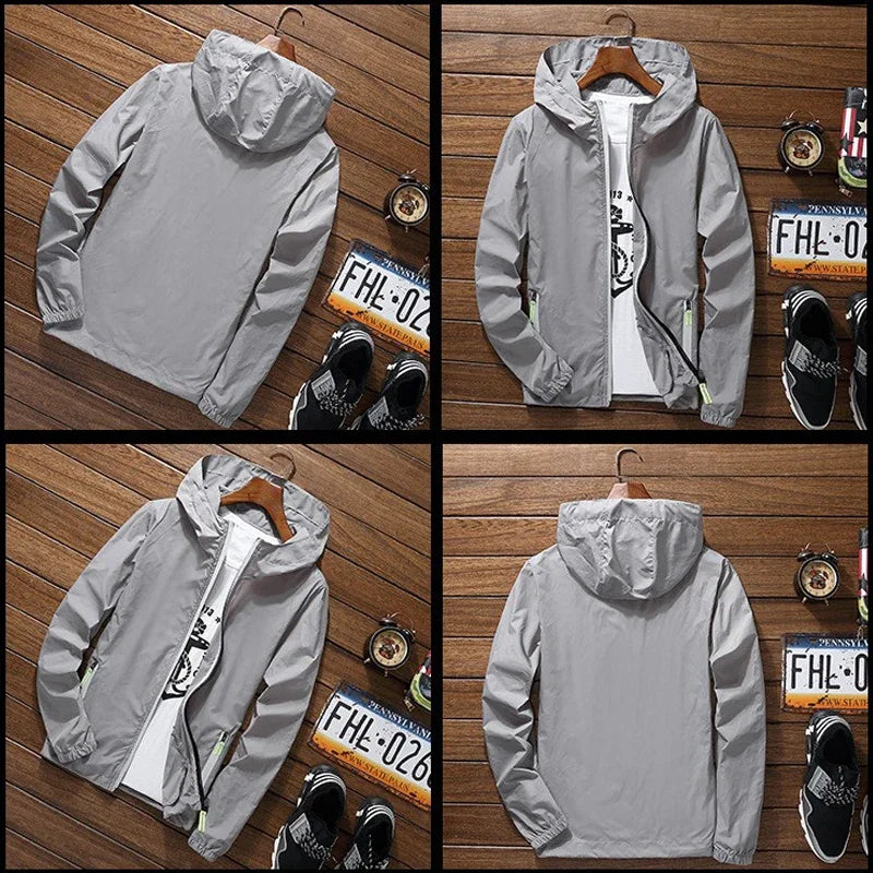 Men's movie umbrella, reflective thin jacket, sunscreen, skin, hooded windbreaker, pilot sports jacket, beach, bicycle, pilot, l